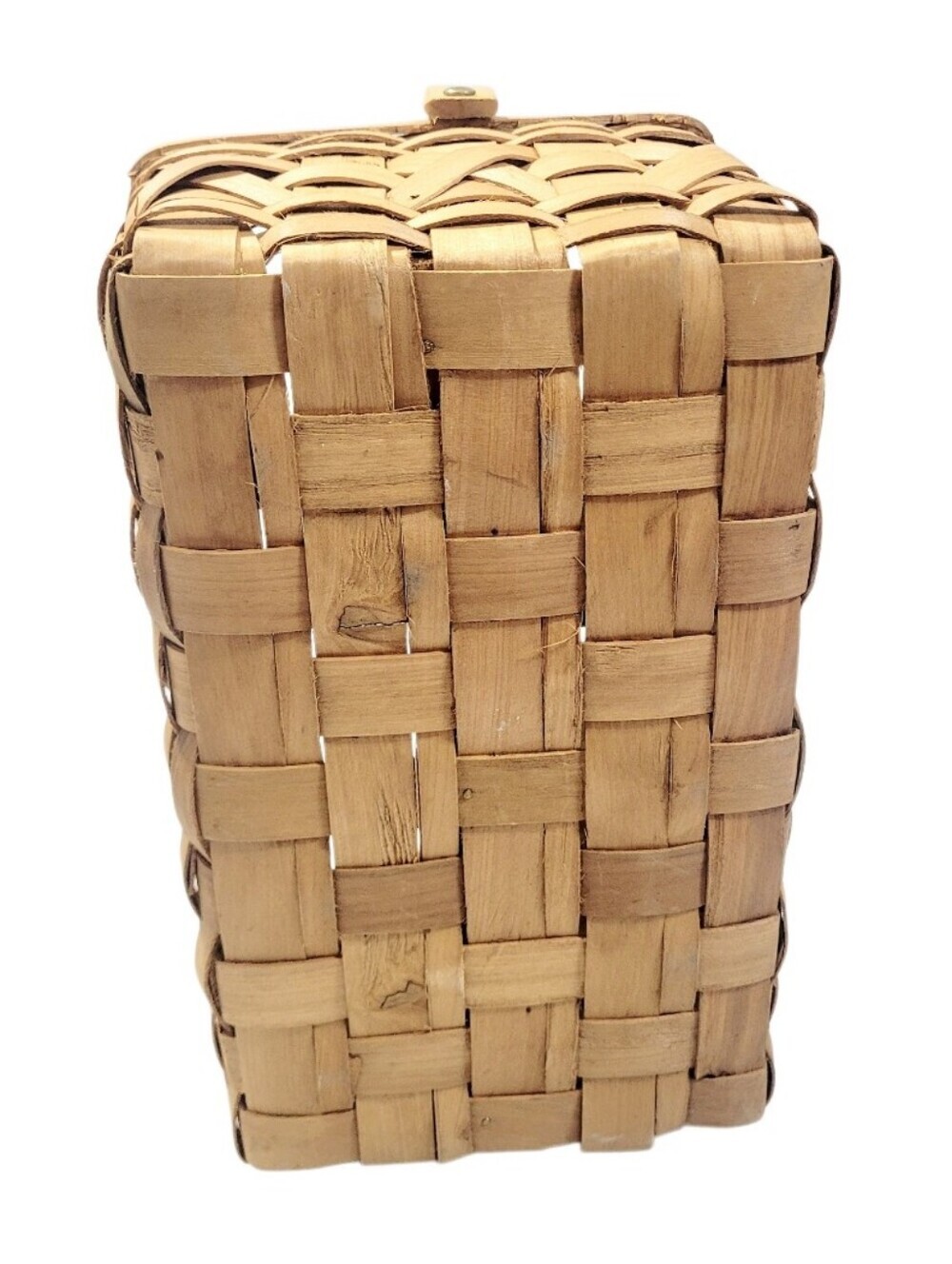 Vintage Woven Wood Divided Basket Caddy Organizer Carry Handle Farmhouse Storage - Picture 11 of 11